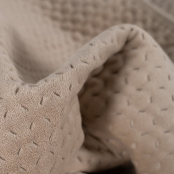 Béžový zamatový prešívaný pléd 240x260 cm – Ixia-image-2