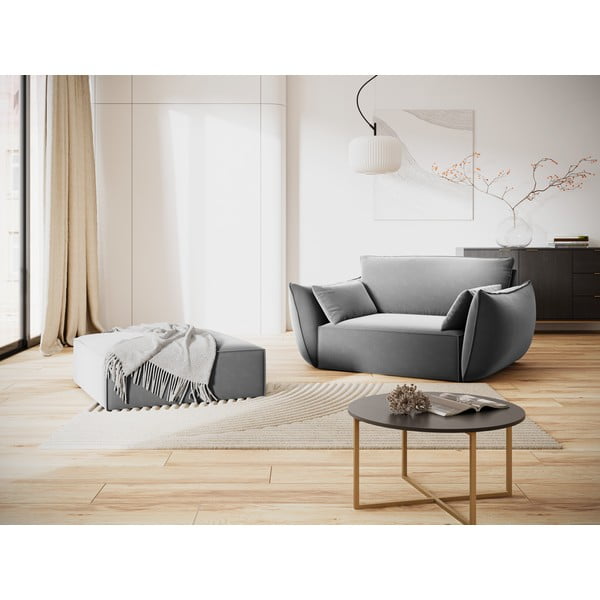 Svetlosivé zamatové kreslo Vanda – Mazzini Sofas-image-1