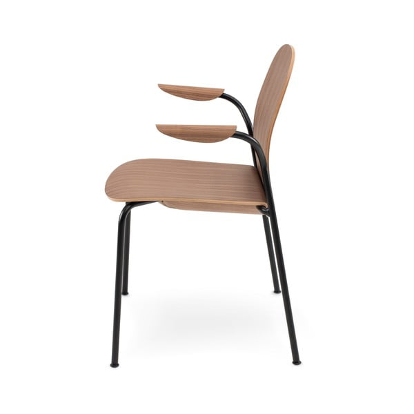 Koňakovohnedé/v prírodnej farbe jedálenské stoličky v súprave s podrúčkami/stohovateľné 2 ks v dekore orecha Book – Gazzda-image-3