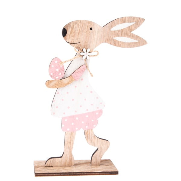 Drevený dekoratívny zajac Dakls Pink Dress