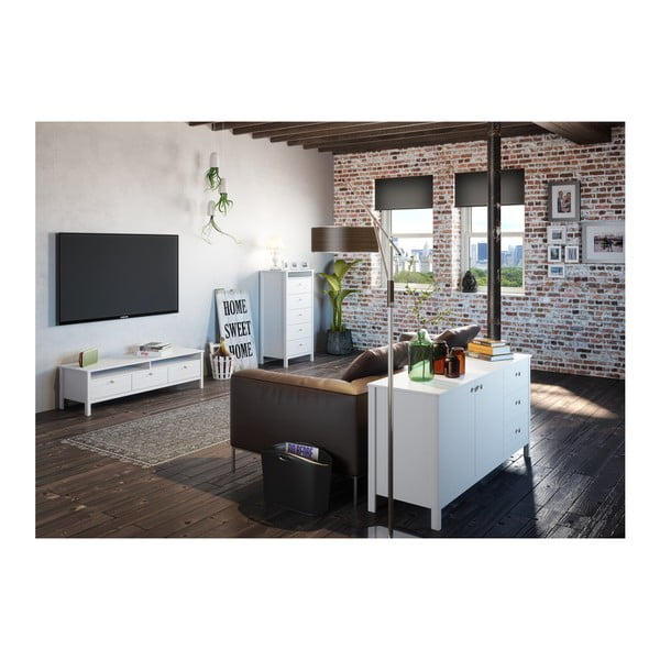 Biela úzka komoda s 5 zásuvkami Steens New York, výška 120 cm-image-3