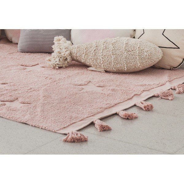 Ružový prateľný ručne tkaný bavlnený detský koberec 120x175 cm Hippy Stars Vinatge Nude – Lorena Canals-image-3