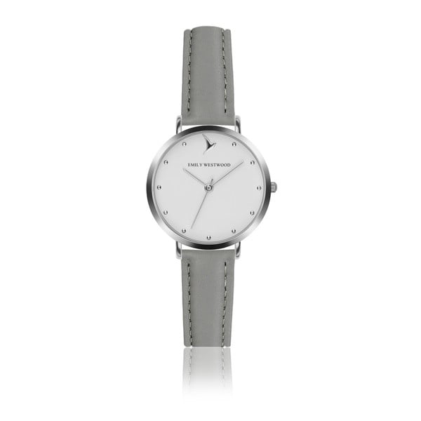 Dámske hodinky so sivým remienkom z pravej kože Emily Westwood Meeting