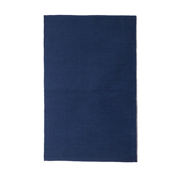 Modrý bavlnený ručne tkaný koberec Pipsa Navy, 100 × 120 cm