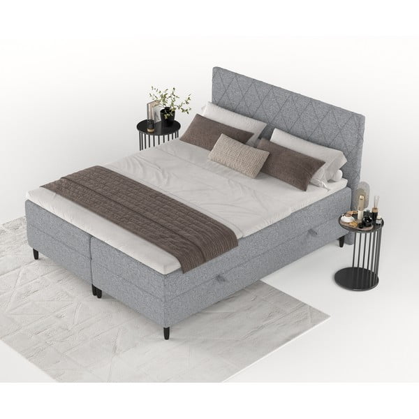 Sivá boxspring posteľ s úložným priestorom 180x200 cm Gwen – Maison de Rêve-image-3
