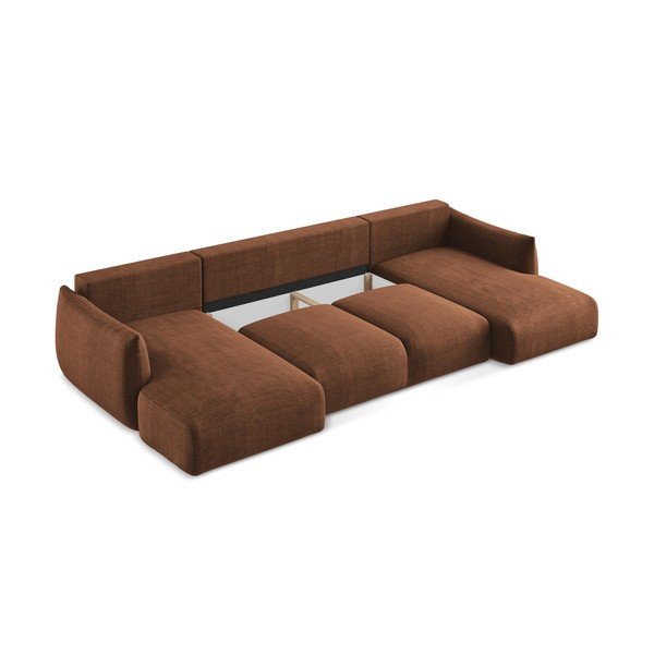 Terakotová rozkladacia rohová pohovka (do tvaru "U") Leila – Makamii-image-4
