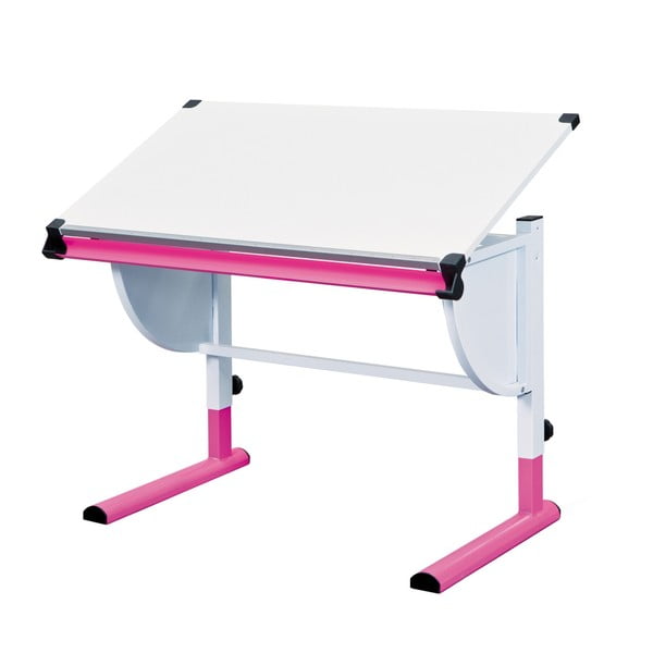 Ružovo-biely nastaviteľný písací stôl 13Casa Beckett
