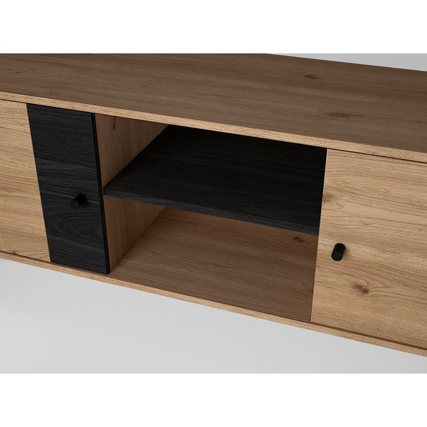 Čierny TV stolík v dekore duba 136x53 cm Natura - Marckeric-image-3