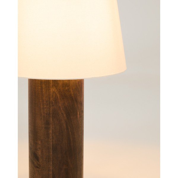 Biela/v tmavoprírodnej farbe stojacia lampa s textilným tienidlom (výška  110 cm) Marga – Kave Home-image-4