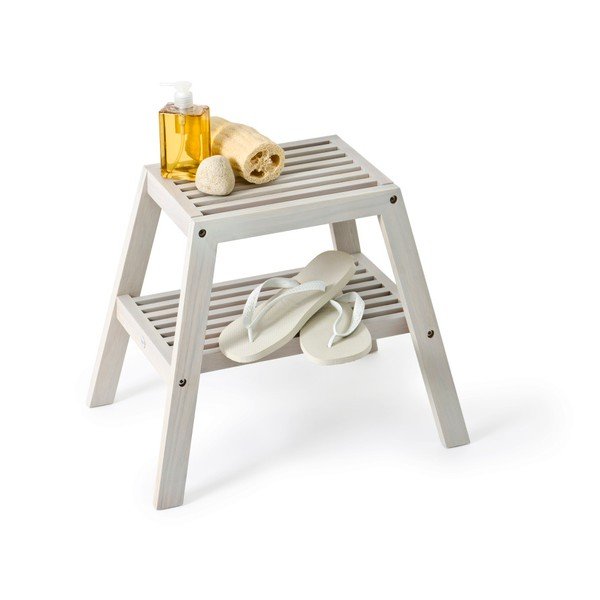 Sivá stolička z dubového dreva Wireworks Slatted Stool-image-2