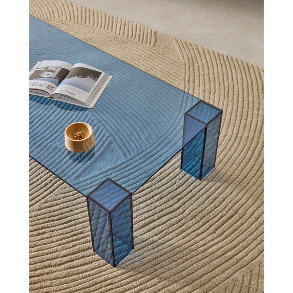 Modrý sklenený konferenčný stolík 60x140 cm Adularia – Kave Home-image-3