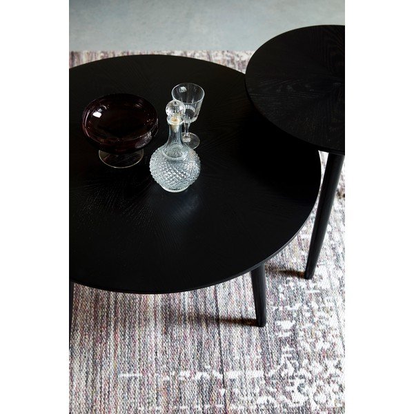 Čierny okrúhly konferenčný stolík v dekore duba ø 80 cm Fabio – White Label-image-2