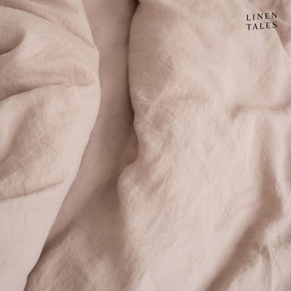 Svetlohnedá ľanová obliečka na vankúš s riaseným lemom Linen Tales, 50 x 60 cm-image-1