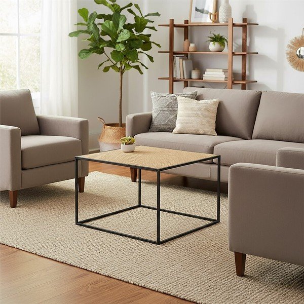 Ratanový konferenčný stolík v prírodnej farbe 60x60 cm Depok – Premier Housewares-image-1