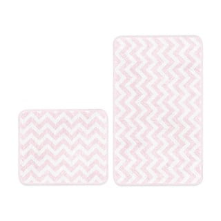 Bielo-ružové kúpeľňové predložky v súprave 2 ks 100x60 cm - Minimalist Home World