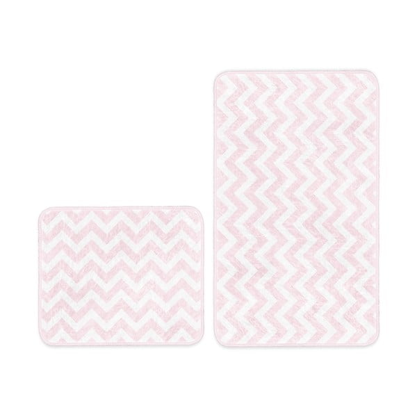 Bielo-ružové kúpeľňové predložky v súprave 2 ks 100x60 cm - Minimalist Home World