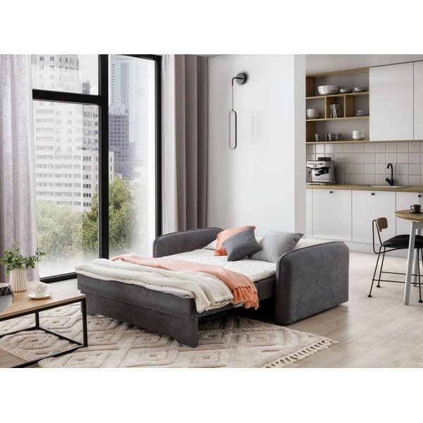 Sivá ženilková rozkladacia/s úložným priestorom pohovka 155 cm Laine – ELTAP-image-4