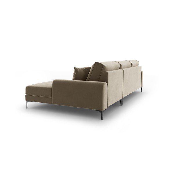 Béžová zamatová rohová pohovka Mazzini Sofas Madara, pravý roh-image-3