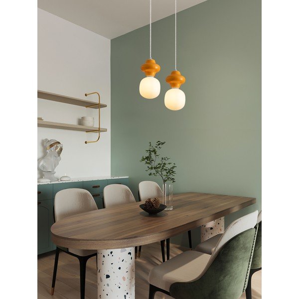 Biele/oranžové keramické závesné svietidlo so skleneným tienidlom ø 18 cm Clio – Nova Luce-image-1