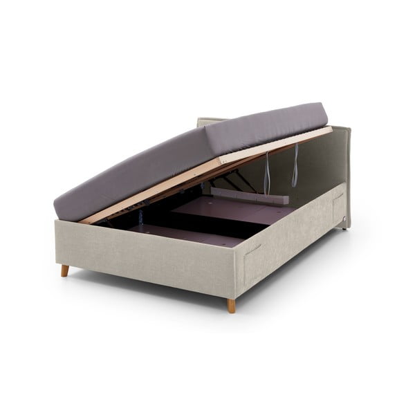 Béžová čalúnená detská posteľ s úložným priestorom s roštom 90x200 cm Fun – Meise Möbel-image-2