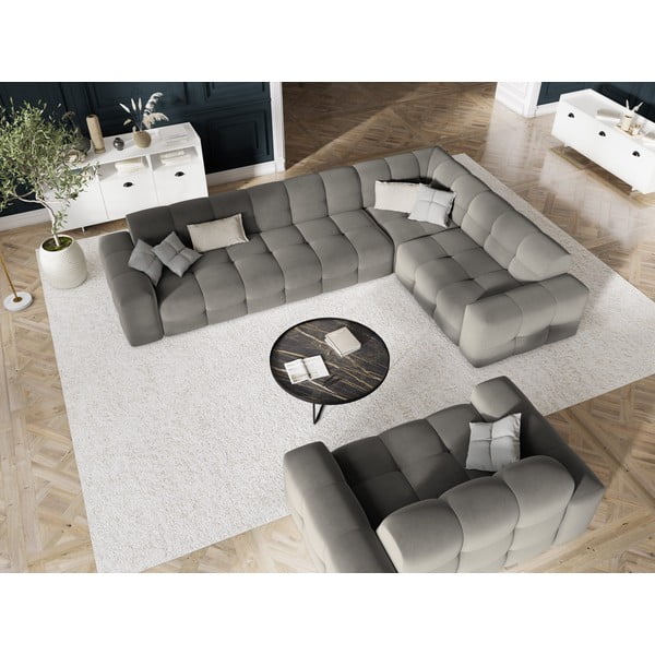 Sivá zamatová rohová pohovka (pravý roh) Kendal - Micadoni Home-image-1