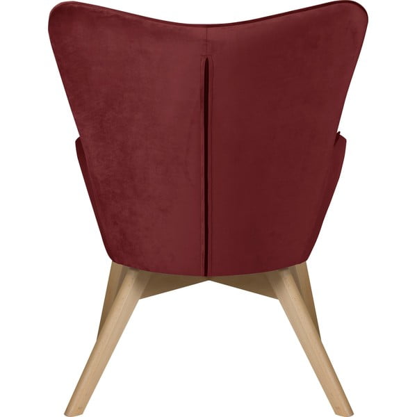 Červené zamatové kreslo s podnožkou Niko – Ropez-image-4