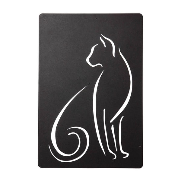 Čierna nástenná kovová dekorácia Wall Decor Cat Elegant
