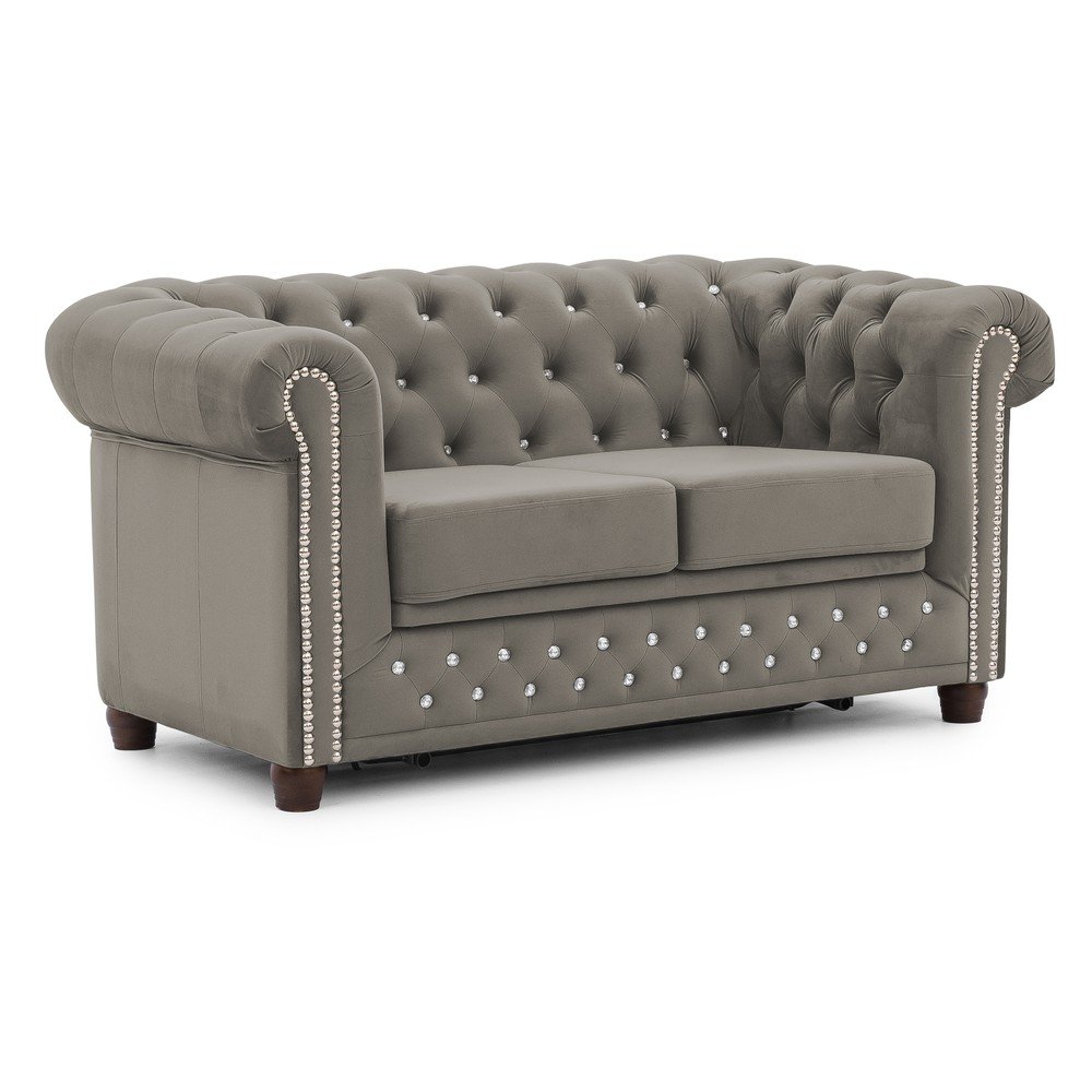 Sivá zamatová rozkladacia pohovka 148 cm York Blik – Ropez