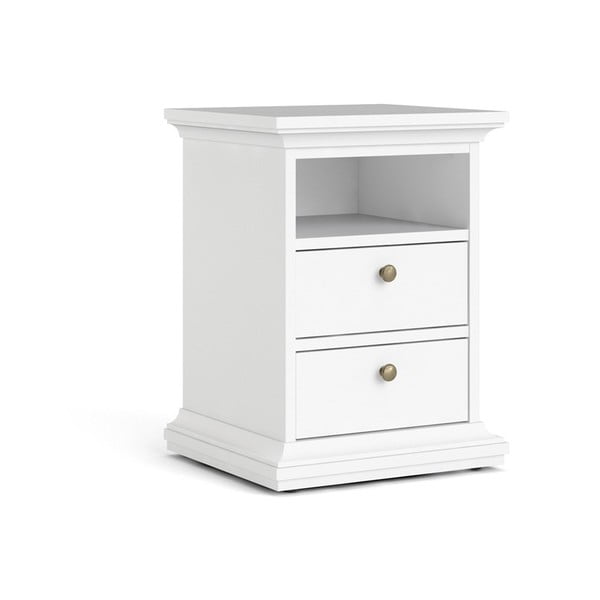 Biely nočný stolík s poličkami Paris - Tvilum-image-2