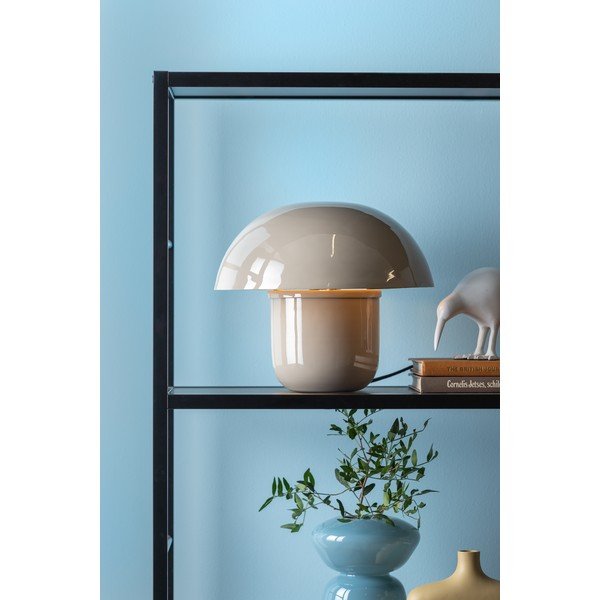 Sivá stolová lampa s kovovým tienidlom (výška 25 cm) Fat Mushroom – Leitmotiv-image-1