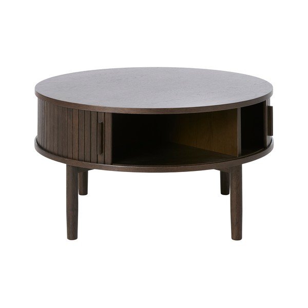 Okrúhly konferenčný stolík v dekore duba v tmavo prírodnej farbe ø 85 cm Meta – Unique Furniture-image-2