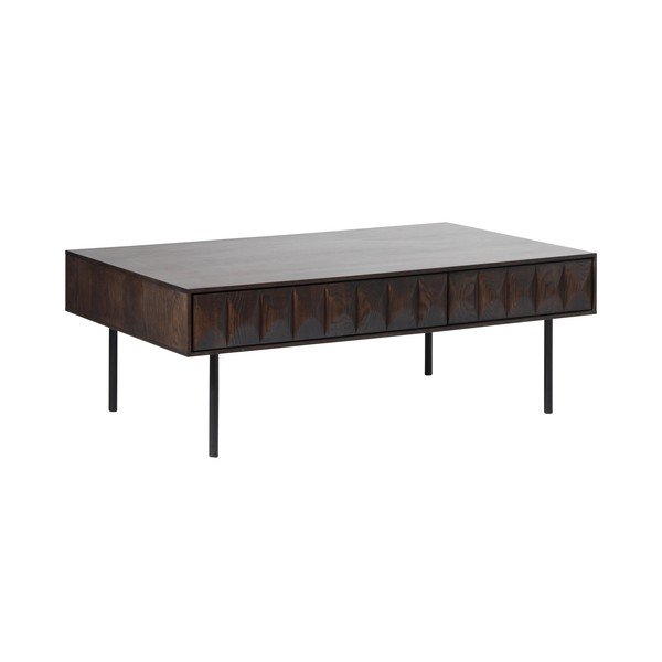 Tmavohnedý konferenčný stolík s doskou v dubovom dekore 71x117 cm Latina – Unique Furniture-image-2