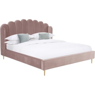 Ružová čalúnená posteľ so zamatovým povrchom Westwing Collection Glamour, 180 x 200 cm
