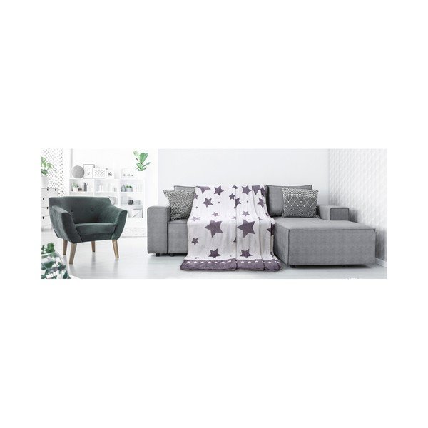 Bielosivá deka z mikroperkálu AmeliaHome Starlight, 70 × 150 cm-image-3