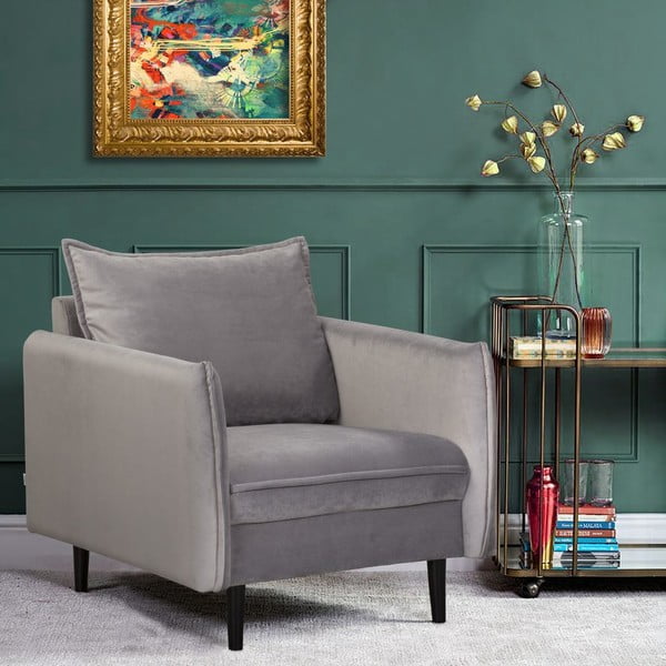 Sivé zamatové kreslo Juli – Ropez-image-1