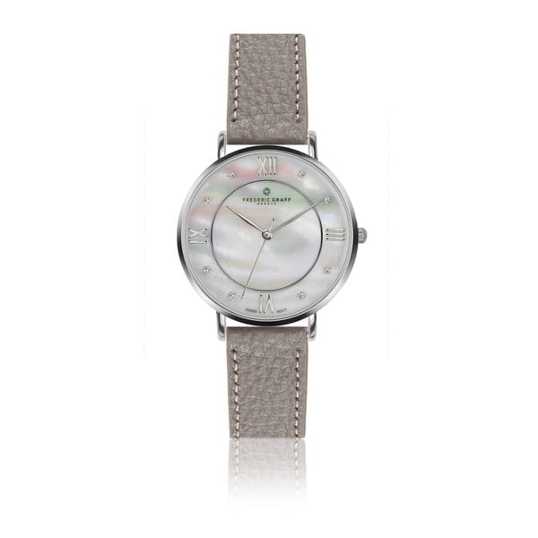 Dámske hodinky so sivým remienkom z pravej kože Frederic Graff Silver Liskamm Lychee
