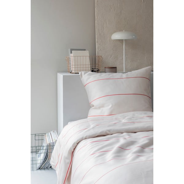 Červeno-béžové obliečky na jednolôžko z bavlneného saténu 140x200 cm Align - Mette Ditmer Denmark-image-2