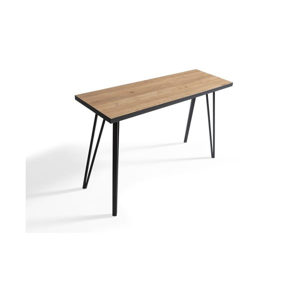 Čierny/prírodný konzolový stolík s doskou v dubovom dekore 60x120 cm Sindi – Marckeric-image-3