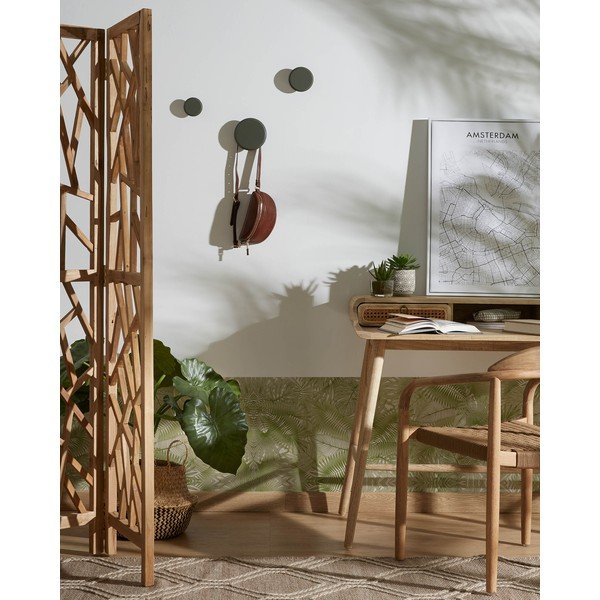 Sivozelené nástenné drevené háčiky v súprave 3 ks Nadua – Kave Home-image-1