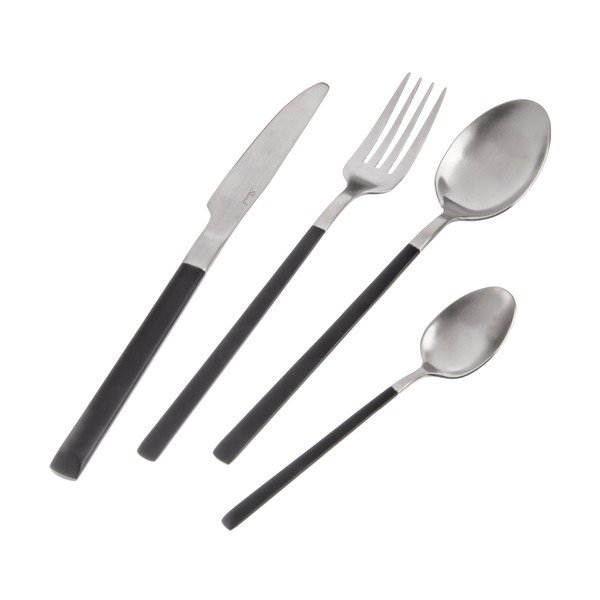 Čierny/v striebornej farbe antikoro príbor 24 ks Skandi – Orion