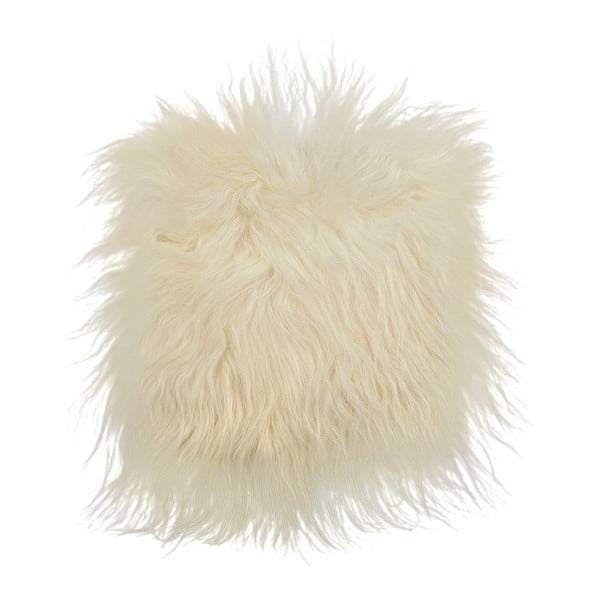 Biely kožušinový podsedák s dlhým vlasom Arctic Fur Eglé, 37 × 37 cm