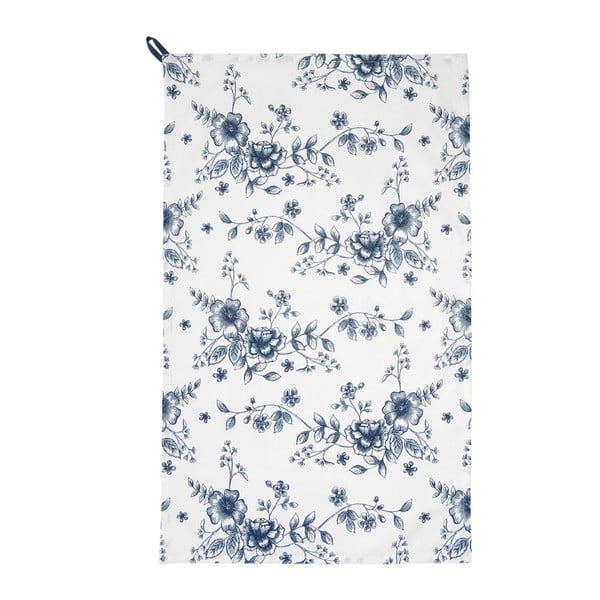 Modro-biela kuchynská utierka z bavlny Clayre & Eef Lilies, 50 × 85 cm
