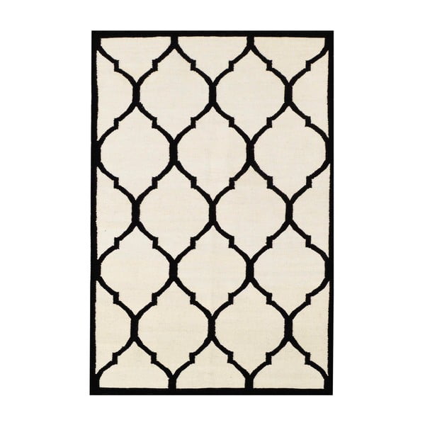 Ručne tkaný koberec Lara Ivory Black, 140x200 cm