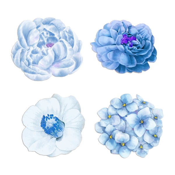 Sada 4 dekoratívnych prestieraní z jutových vlákien Madre Selva Blue Flowers