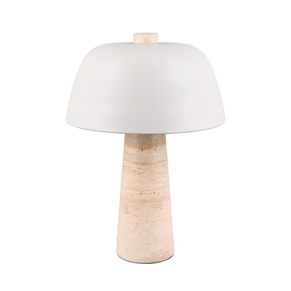 Biela/béžová stolová lampa s kovovým tienidlom (výška  41 cm) Timba – Trio Select-image-3