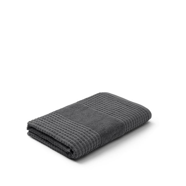 Tmavosivá froté osuška z Bio bavlny 70x140 cm Check – JUNA-image-2