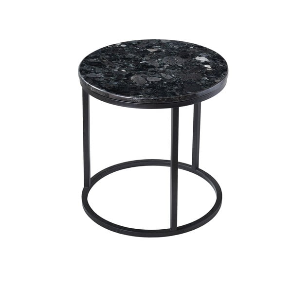 Čierny žulový stolík s podnožím v čiernej farbe RGE Crystal, ⌀ 50 cm