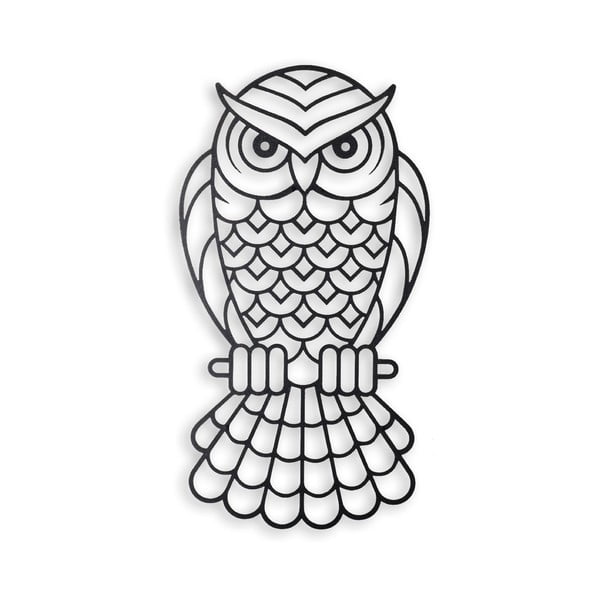 Nástenná kovová dekorácia Owl, 50 × 27 cm