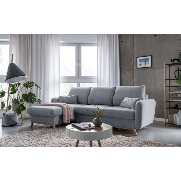 Svetlosivá rozkladacia rohová pohovka Miuform Scandic Lagom, ľavý roh-image-3