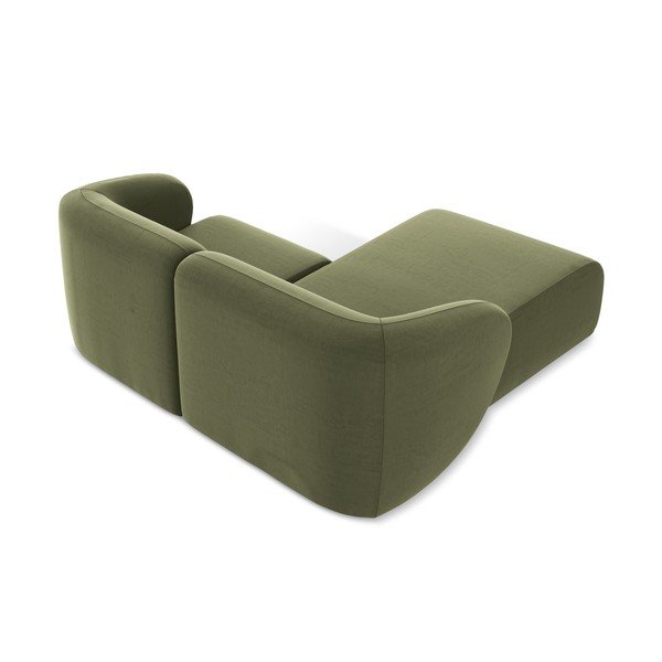 Zelená zamatová rohová pohovka (ľavý roh/s leňoškou) Lani – Makamii-image-3